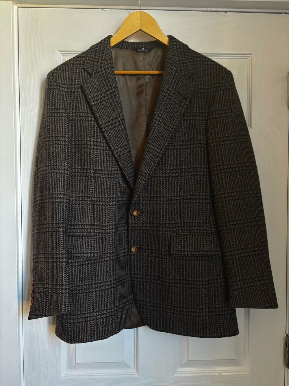 Vintage Chaps by Ralph Lauren 1980s Virgin Wool Herringbone Plaid Blazer 41